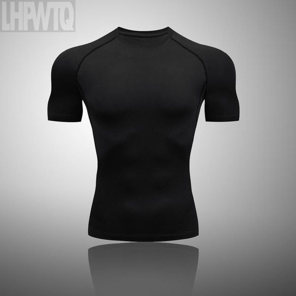 

men's running short sleeve t-shirt sports men fitness basketball breathable compression sportswear t-shirts, White;black