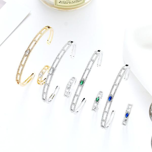 

earrings & necklace 2021 original fashion gorgeous bangle ring set zircon hollow out sweet romatic adjustable temperament jewe, Silver