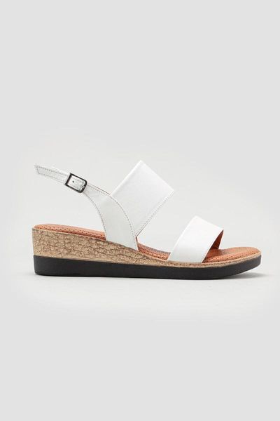 

sandals women's white genuine leather elvia wide belt, Black