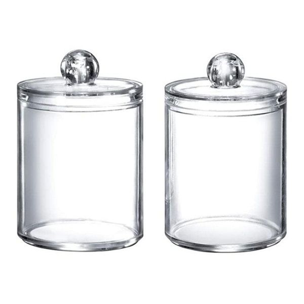 

transparent storage box case cotton swab holder bathroom acrylic organizer with lid for cosmetics jewelry bottles & jars