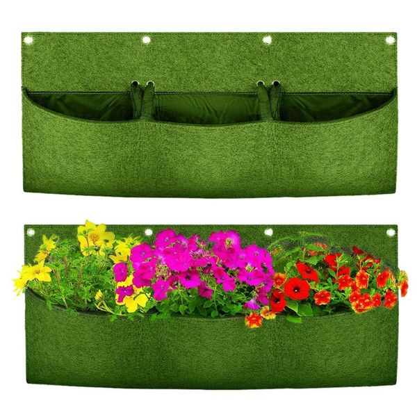 

planters & pots hanging garden planter with 3 adjustable pockets waterproof wall mount pouch for home balcony