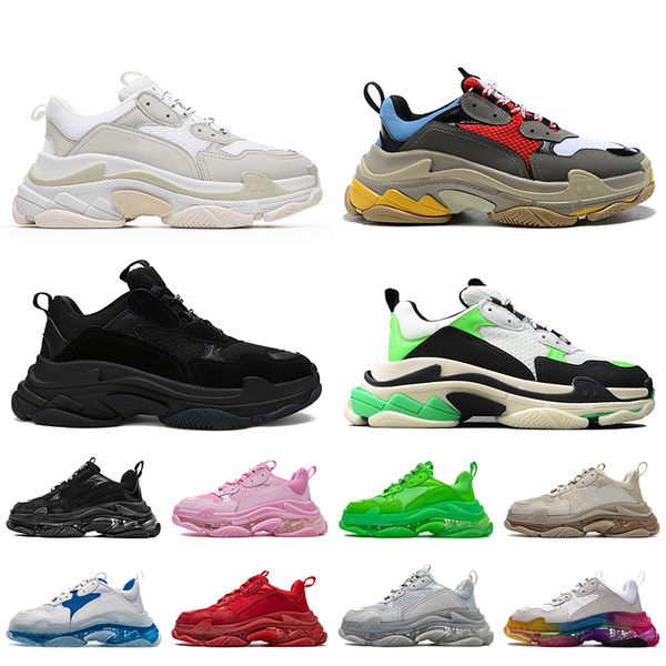

women mens clear sole luxury designer shoes triple s trainers crystal bottoms 17fw paris dad casual shoe tripler black white platform sneake