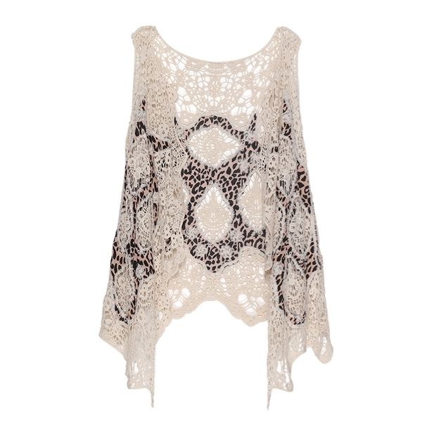 

jastie summer beach cover up cardigain hippie froral patchwork lace vest retro vintage crochet asymmetric open stitch kimono 211120, Black;white