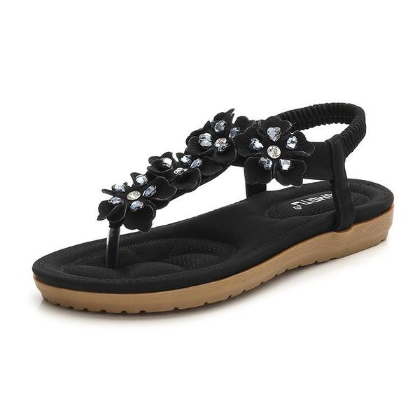 

women sandal flat heel sandalias femininas summer casual single shoes woman soft bottom slippers sandals size 35-42, Black