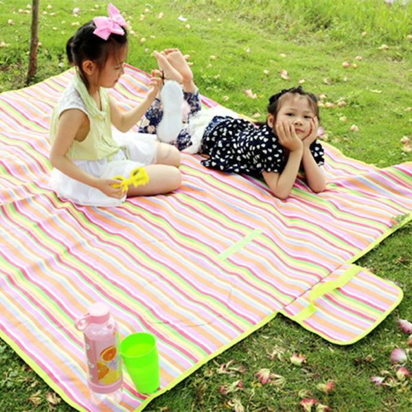 

150*180cm camping blankets waterproof oxford cloth picnic mats striped color grid cushion for child play spring machine outdoor pads