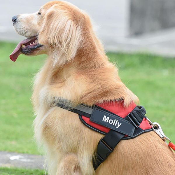 

dog collars & leashes harness no pull reflective breathable adjustable pet for vest id custom patch outdoor walking accessories