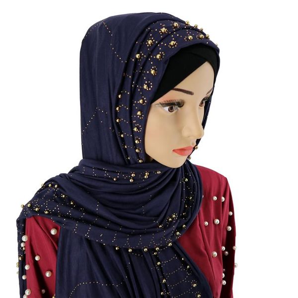 

scarves custom unique hijab with beads and crystal muslim women shawls, Blue;gray