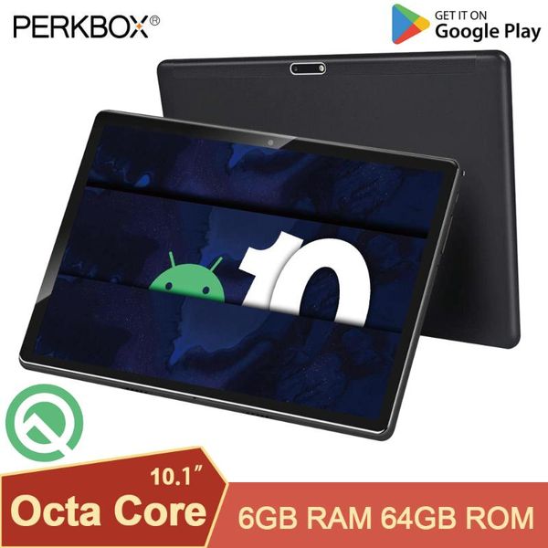 

tablet pc [world premiere] perkbox android 10.0 10 inch, octa core cpu, 6gb ram 64gb rom, 128gb expansion, 4g fdd lte, wifi, gps