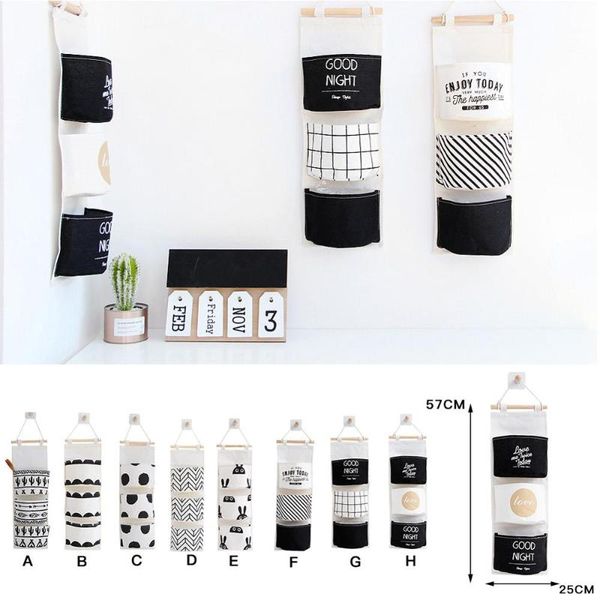 

storage boxes & bins cotton cloth hanging bag over the door closet organizer 3 pockets wall bags for bedroom kitchen/bathroom