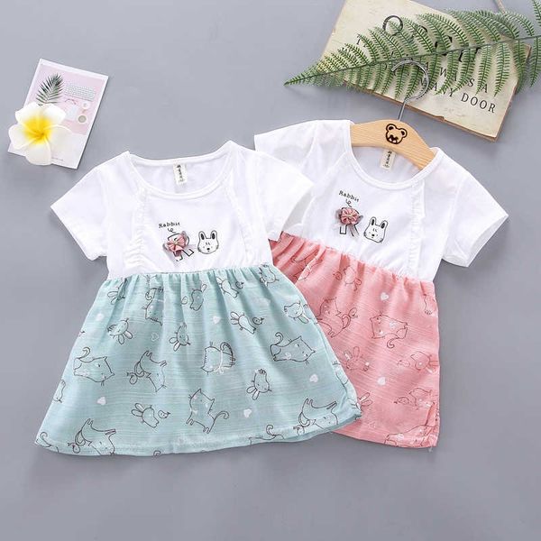 

new girl casual dress, cartoon cat princess dress, summer 2021, Red;yellow
