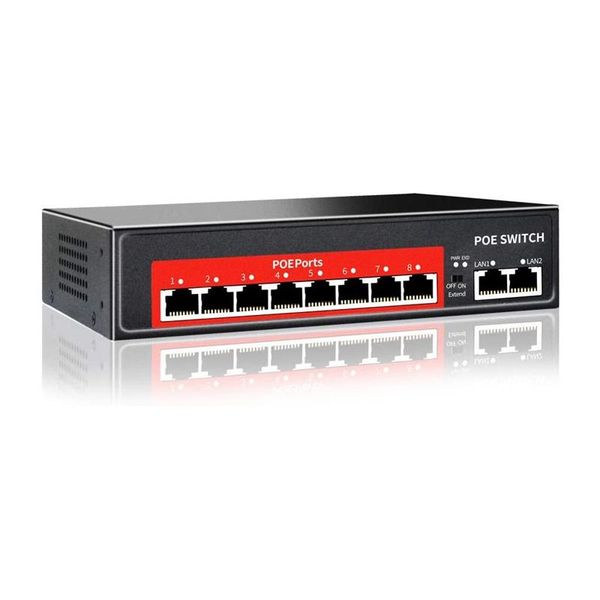 

webcams 48v poe switch with 8 100mbps ports ieee 802.3 af/at over ethernet ip camera/wireless ap/cctv camera system