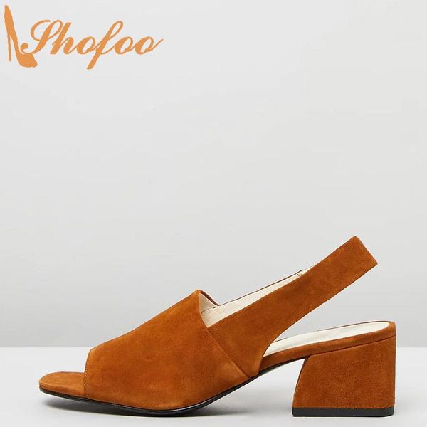 

dress shoes brown slingback high chunky heels women pumps open square toe elasticised gusset large size 12 16 ladies summer shofoo, Black
