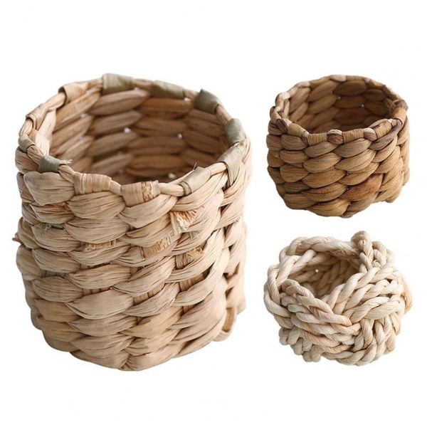 

napkin rings ring hand-woven straw bow buckle clip suitable for party 6 pieces