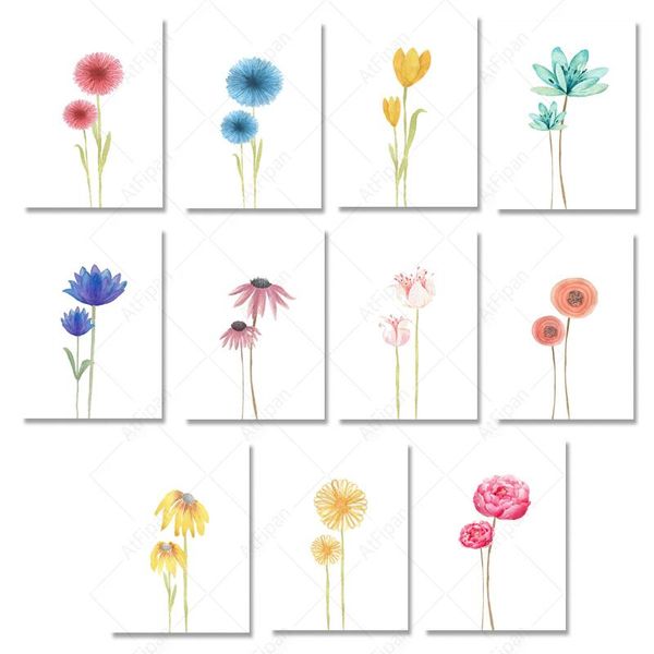 

paintings nordic minimalist colored flower poster dandelion peony orchid canvas painting print picture wall art for living room home decor
