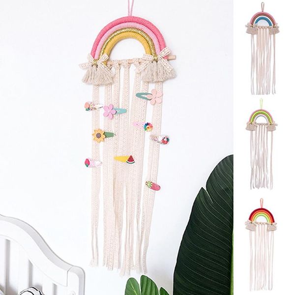 

decorative objects & figurines ins nursery decor nordic kids room handmade decoration diy macrame hanging home organizer racks rainbow po pr