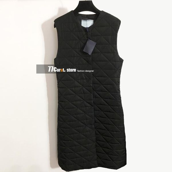 

women's vests autumn luxury woman jacket black vest geometri plaid designer coats sleeveless o neck zipper long jackets parkas s, Black;white