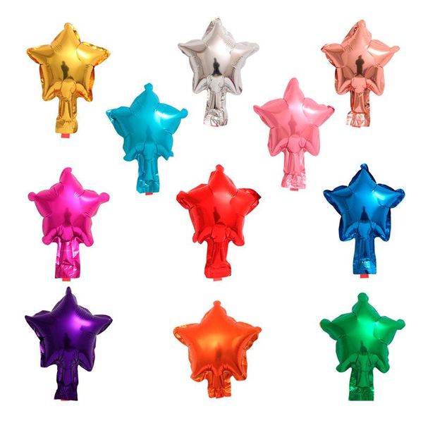 

party decoration 10pcs 5 inch mini heart-shaped five-pointed star aluminum foil balloon wedding room birthday children's toys