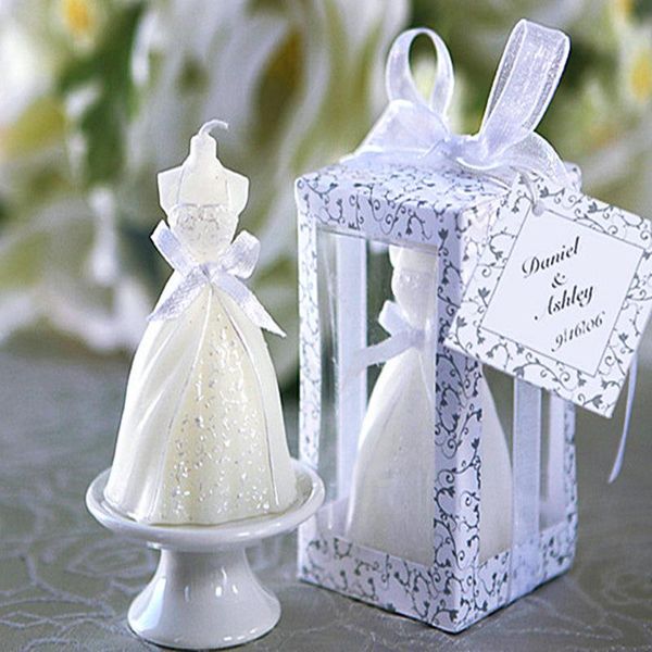 

party favor 10pcs wedding bride dress candle gifts for guest souvenirs