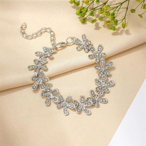 

hand catenary japanese and korean crystal full diamond snowflake bracelet, Black