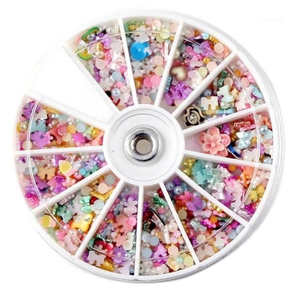 

1200pcs wheel mixed 3d diy nails glitter shining rhinestones art tips decoration1, Silver;gold