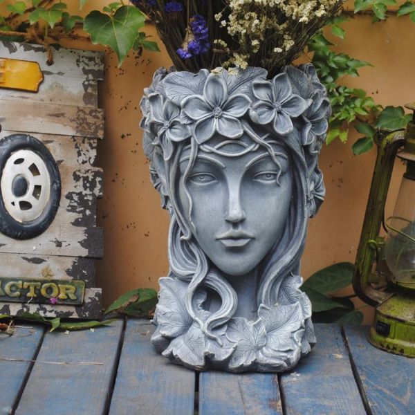 

vases nordic statue yard planter cement vase figurine home garden greek goddess head flower pot decoration large succulent craft