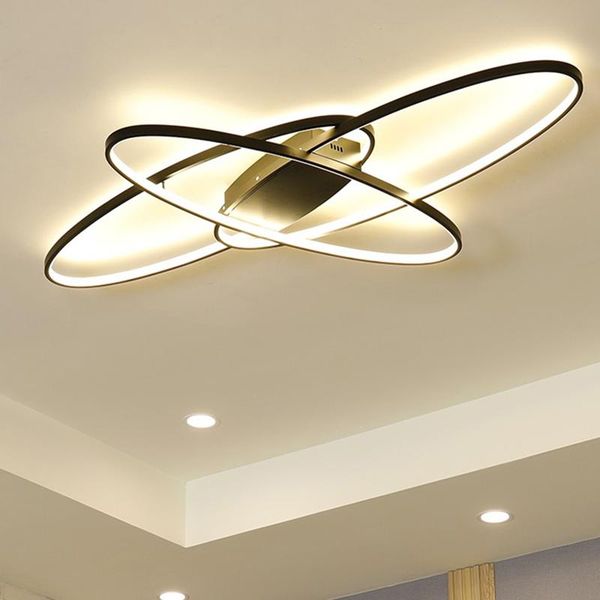 

ceiling lights double rings white/black led light bedroom fixtuers luminaries dimming lamp for dining room living