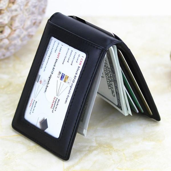 

wallets rfid crazy horse leather dollar clip european and american short wallet bag card case, Red;black