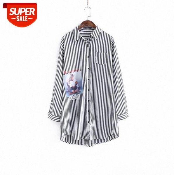 

li zhiqi striped shirt skirt women's mid-length spring design beauty print 110229 #9s46, Black;gray