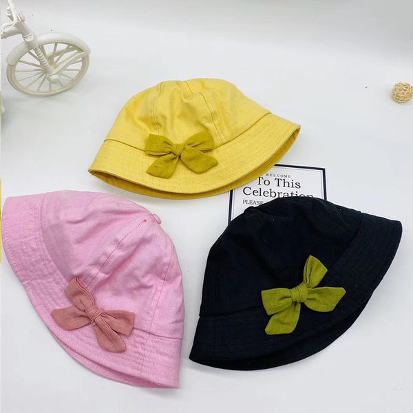 

spring and autumn children's fisherman girl big bow princess hat baby sunscreen hat thin section lovely lady foreign style, Yellow