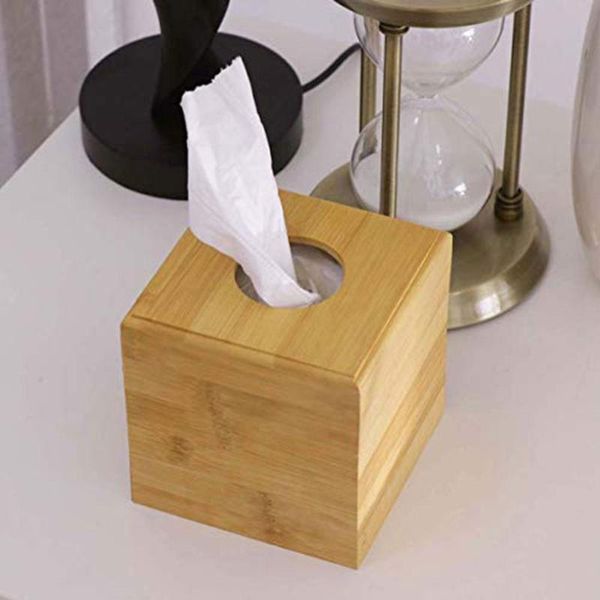 

tissue boxes & napkins bamboo square box creative seat type roll storage paper canister eco-friendly wood table decor fashion style