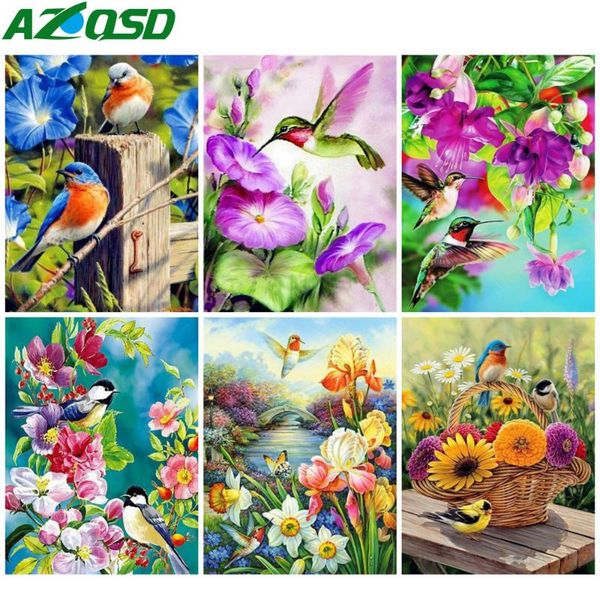 

diamond painting azqsd birds flower rhinestone full square embroidery animal mosaic home decor 5d diy gift handmade