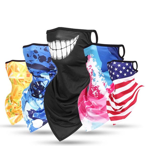 

scarves fashion neck tube scarf with ear loops windproof sunscreen face mask ski 3d animal printed multifunction bandana cycling hiking, Blue;gray