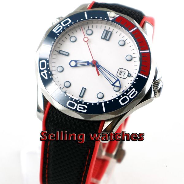 

41mm sterile white marker plate sapphire glass blue ceramic seal date mechanical automatic gentlemen watch, Slivery;brown