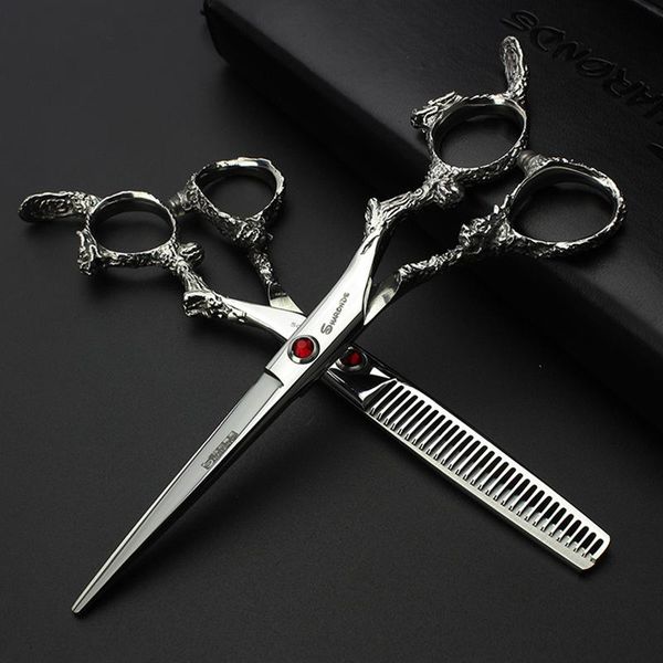 

japanese 440c 6 inch professional barber hair scissors special set hairdressing cutting thinning haircuts