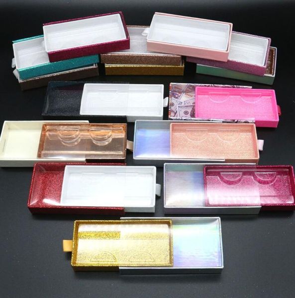 

false eyelashes sliding eyelash case box package custom logo plastic clear lash in bulk
