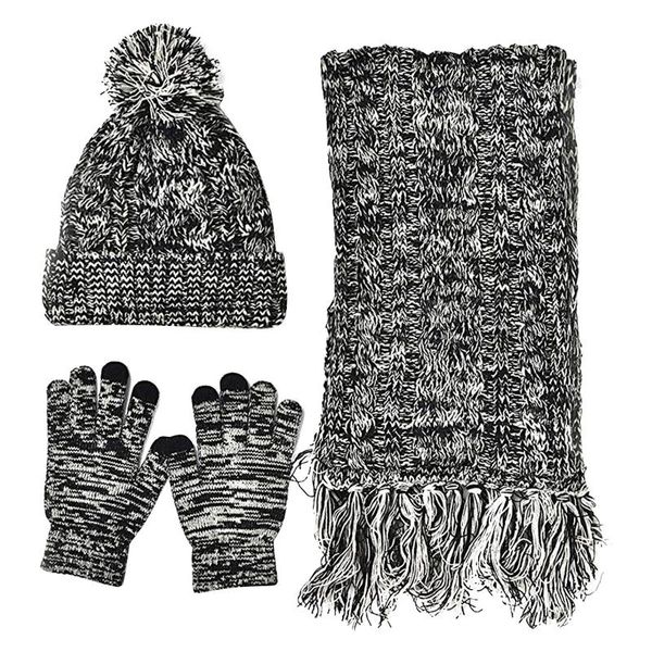 

beanie/skull caps 3pc tassel hairball female cap fashion keep warm autumn winter knitted woolen women's hat thickened vintage ladies sc, Blue;gray