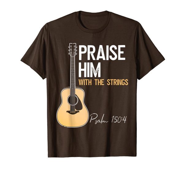 

praise him with strings christian guitar psalm 150:4 t shirt, White;black