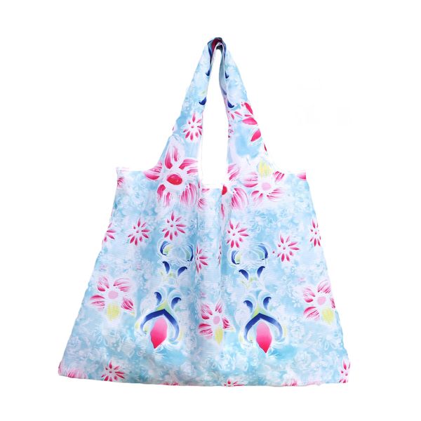 

big size thick nylon large tote eco reusable polyester bag portable shoulder women's handbags folding pouch shopping bag foldable