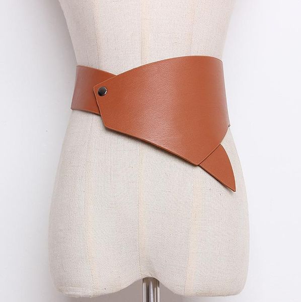 

belts women's fashion solid pu leather belt cummerbunds vintage wide dress corsets coats waistband decoration, Black;brown