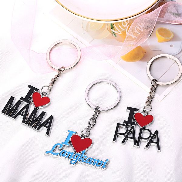 

keychains creative mom and dad key ring car metal fashion chain valentine's day gift, Silver