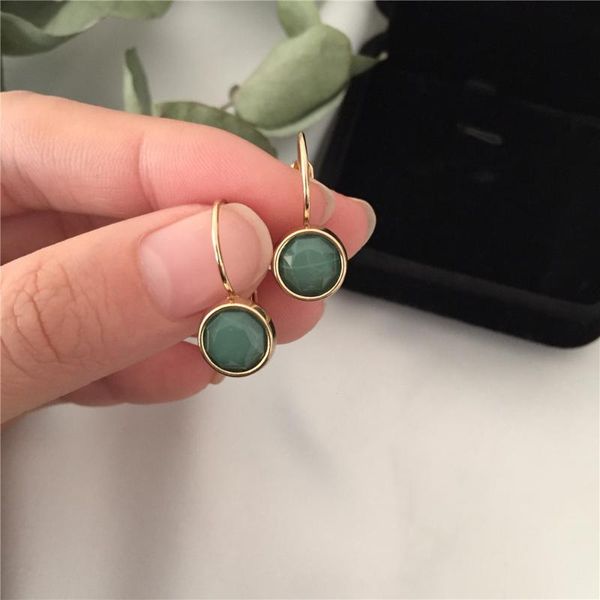 

dangle & chandelier classic gold color plating small green rund stone decorated earrings for women girl dinner party anniversary office acce, Silver