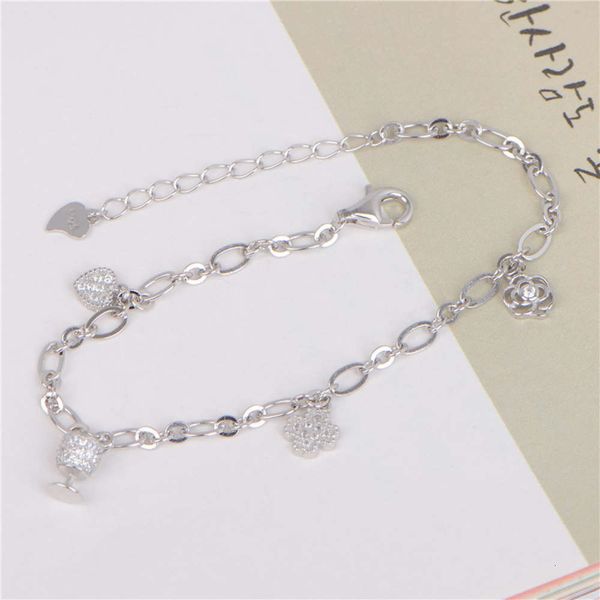 

simple and personalized rose s925 silver clover bracelet women's zircon love bracelet, Black