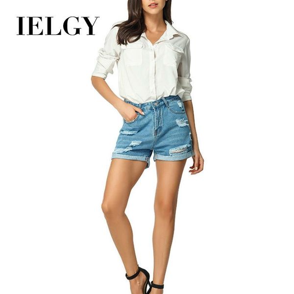 

women's jeans ielgy denim shorts summer curled hole, Blue