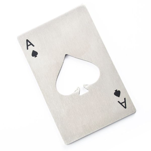 Spade portatile in acciaio inossidabile Un apribottiglie Carte da gioco a forma di poker per apribottiglie di birra Lancio e taglio