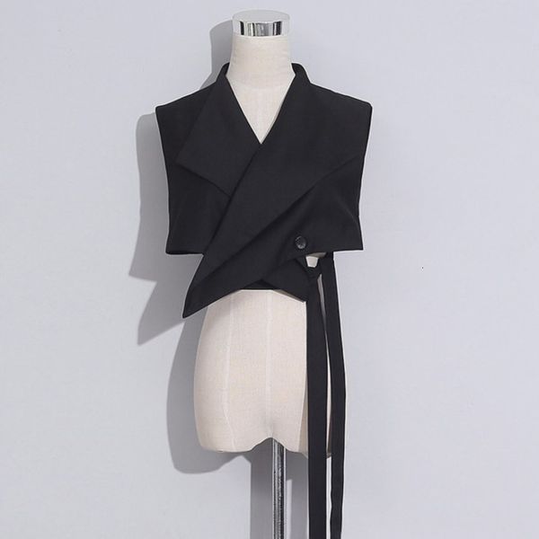 

women's tanks & camis spring summer 2021 black sleeveless woman vest suit collar short vests fashion gily, White