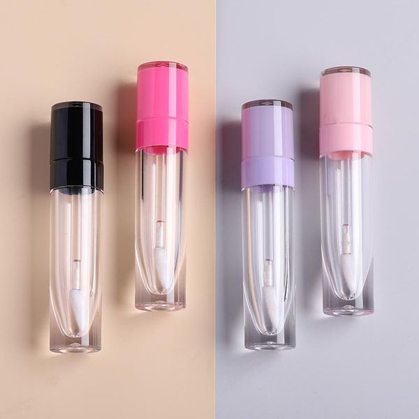 

luxury pink empty lipgloss containers tubes round clear cosmetic tube packaging lip gloss with wand storage bottles & jars