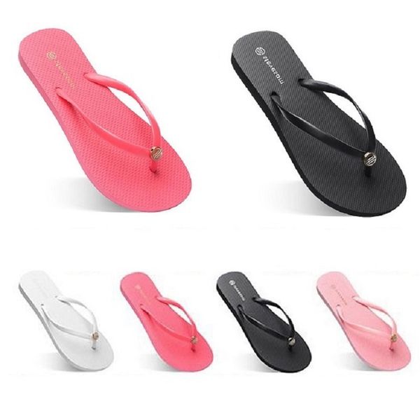 

fashion slippers beach shoes flip flops womens w31 green yellow orange navy bule white pink brown summer sport sneaker 35-38, Black