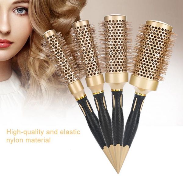 

salon hairbrush comb 4 sizes round rolling hair brush set barrel curling brush comb hair styling tools barber professional, Silver