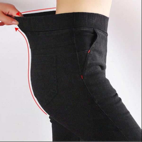 

womens jean ripped skinny pencil jeans woman plus size high waist mom stretch ladies denim pants trousers women femme, Blue