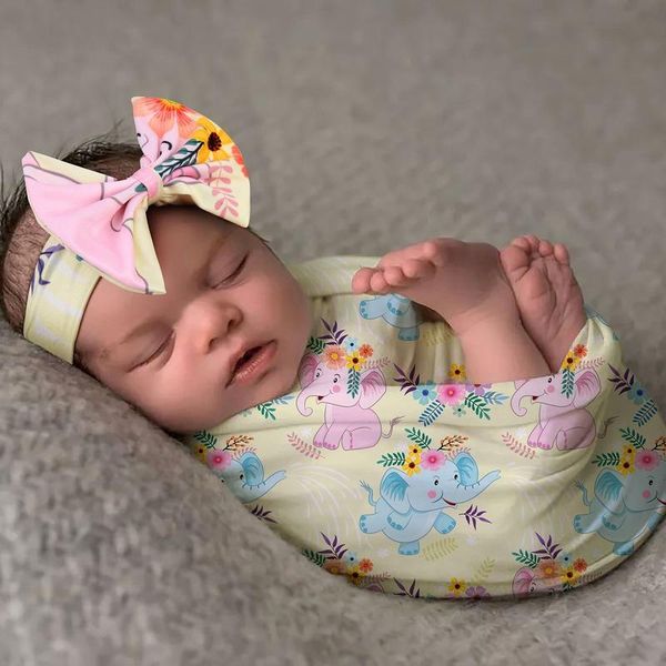 

blankets & swaddling european and american baby wrapping cloth, born bowknot, hairband, wrapper suit, cartoon printed blanket po props